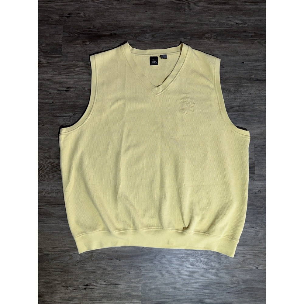 Page & Tuttle Men's XXL Yellow Golf Sweater Vest V-Neck Pima Cotton Blend
